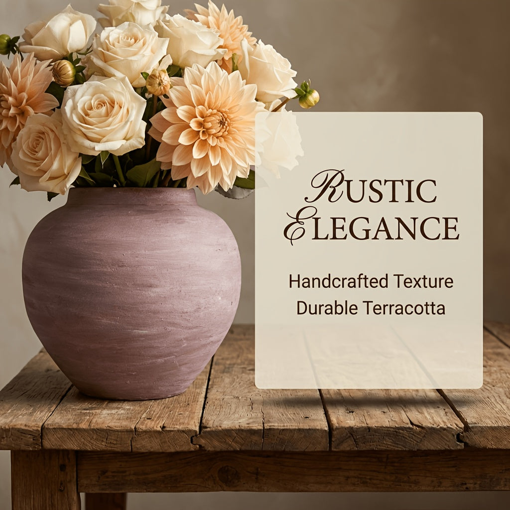 Handmade Unglazed Rough Ceramic Pot, Wabi-Sabi Style Vase, Dried Flower Vessel, Cafe Window Decor Prop