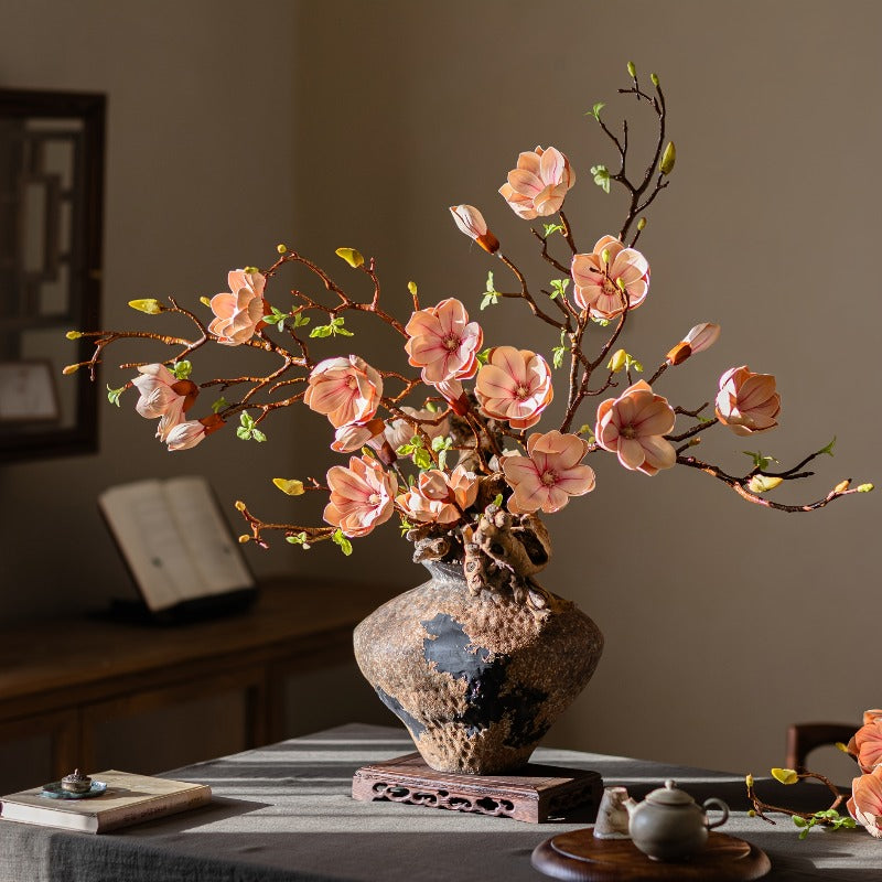 High Sense Simulation Flower Magnolia Ornament Living Room Fake Flower Bouquet Decoration Dining Table Floral Art