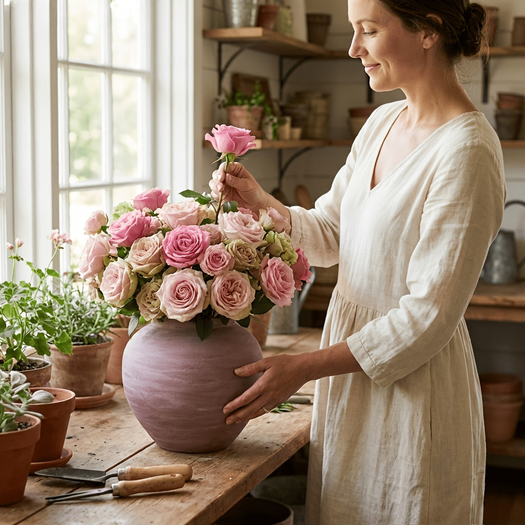 Handmade Unglazed Rough Ceramic Pot, Wabi-Sabi Style Vase, Dried Flower Vessel, Cafe Window Decor Prop