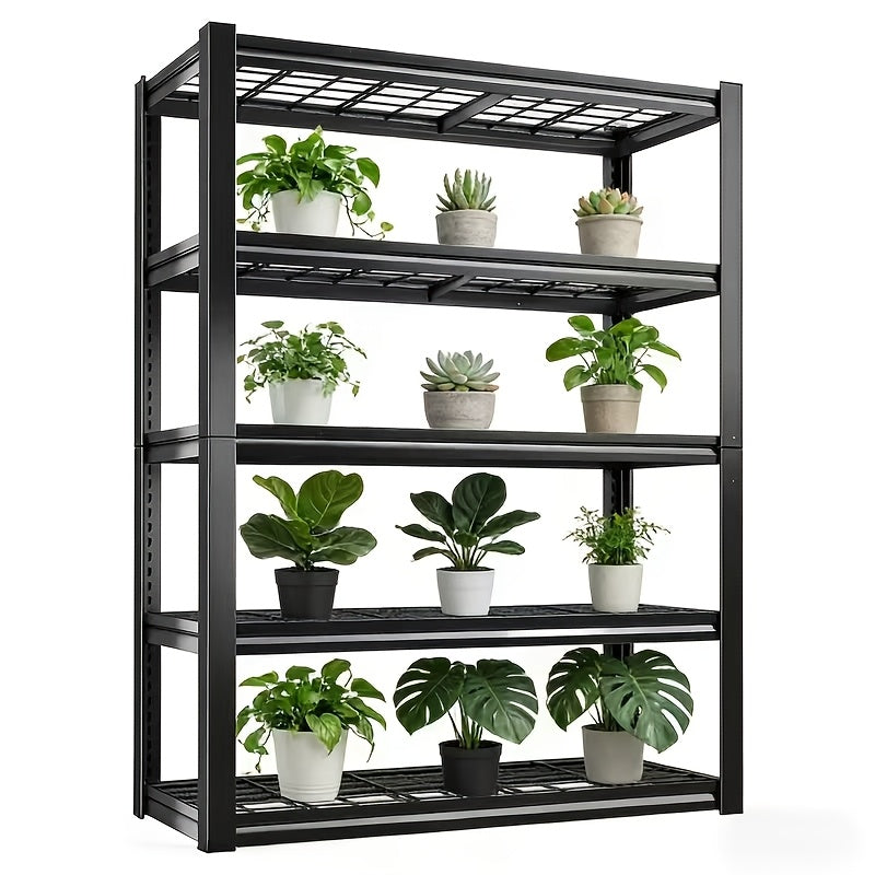 Heavy-Duty Indoor And Outdoor Metal Plant Stand - Waterproof Black Heavy-Duty Weather-Resistant Plant Rack with A Sturdy Frame, Suitable for Potted Plants, Ideal for Courtyards, Balconies, Living Rooms