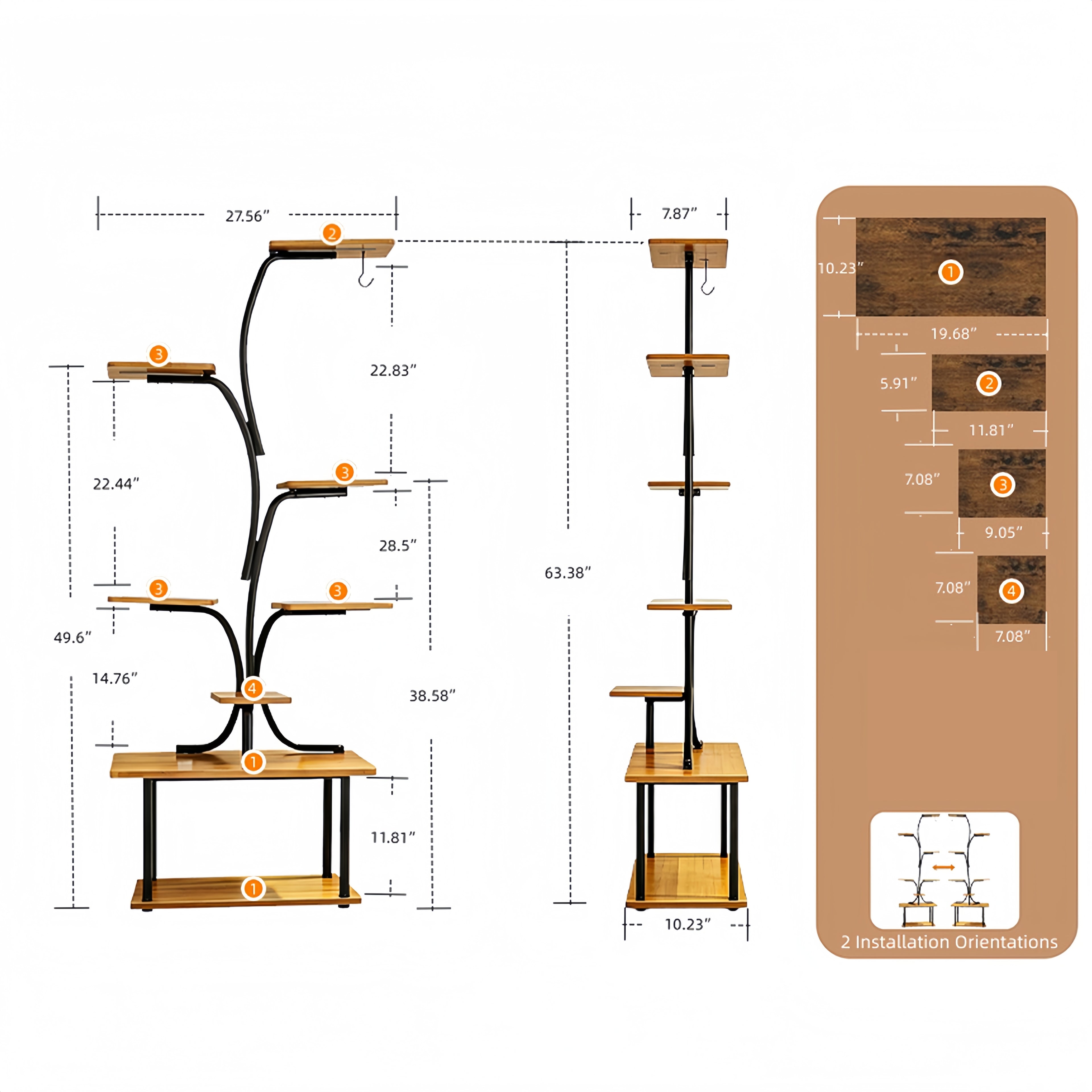 7\u002F5\u002F4\u002F3-Tier Indoor Plant Stand, 63\u002F62\u002F55\u002F36In High Metal Flower Shelf Corner Display Rack, Multi-Layer Plant Holder for Living Room Bedroom Balcony, Gift for Plant Lovers