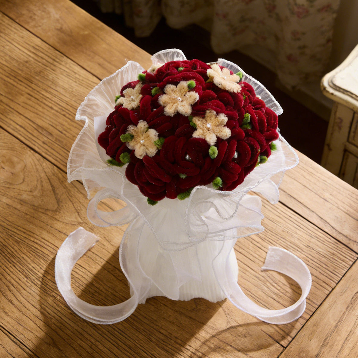 Handmade Twisted Rods Artificial Flower Bouquet - Preserved Forever Roses Suitable for Weddings, Valentine's Day, Easter & Spring Decorations, Plastic Wedding Centerpieces, Bouquets for, No Maintenance Required, Year-Round Decoration