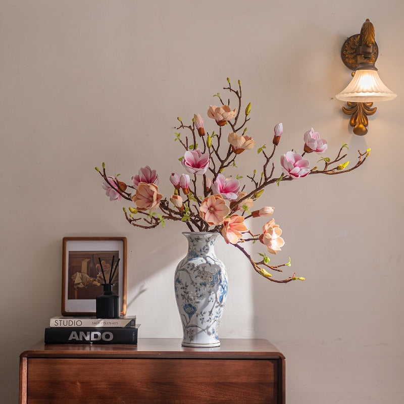 High Sense Simulation Flower Magnolia Ornament Living Room Fake Flower Bouquet Decoration Dining Table Floral Art