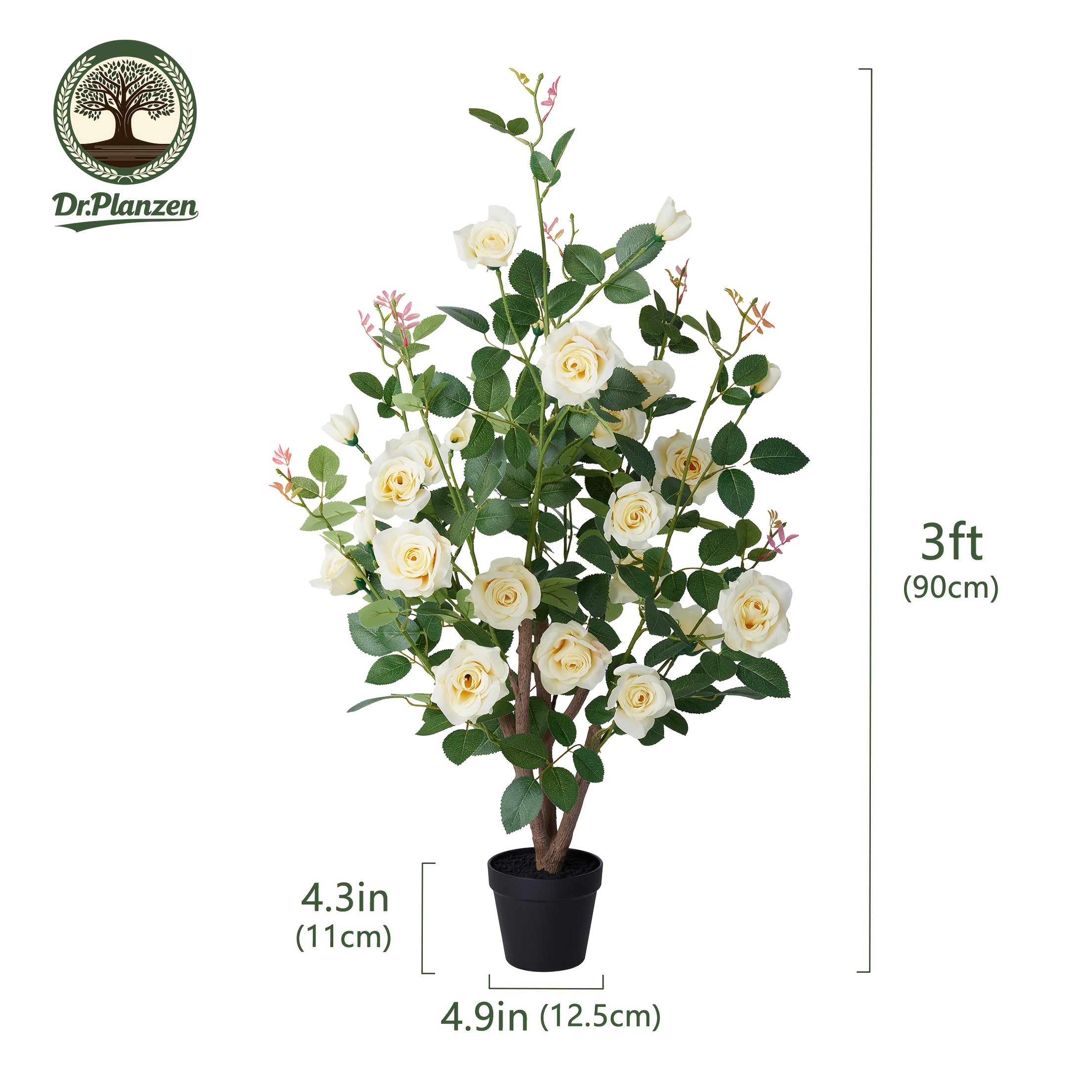 Artificial Rose Trees Pre-Potted With Nursery Pot | Home Decor, Indoor Plants, Decorative Trees, Realistic Silk Foliage, High-Quality Faux Flowers, Fake Roses For Thanksgiving