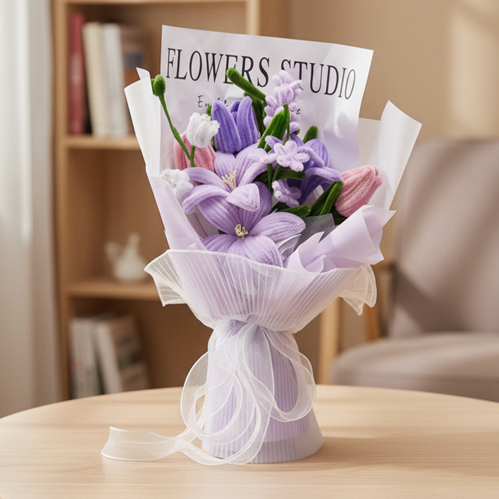 Handmade Twisted Rods Artificial Flower Bouquet - Preserved Forever Roses Suitable for Weddings, Valentine's Day, Easter & Spring Decorations, Plastic Wedding Centerpieces, Bouquets for, No Maintenance Required, Year-Round Decoration