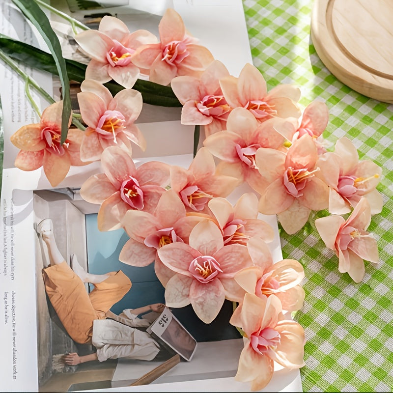 5pcs Realistic Faux Freesia Flowers with Butterfly-Wing Daffodil Suitable for Wedding, Home Decor, Table Centerpiece - Fabric Blooms for Spring Arrangements, Desktop Decoration, Wedding Bouquets, No Maintenance Required