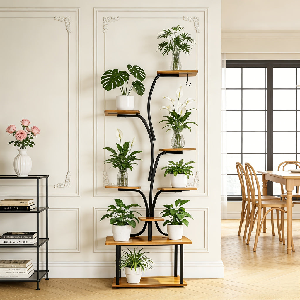 7\u002F5\u002F4\u002F3-Tier Indoor Plant Stand, 63\u002F62\u002F55\u002F36In High Metal Flower Shelf Corner Display Rack, Multi-Layer Plant Holder for Living Room Bedroom Balcony, Gift for Plant Lovers