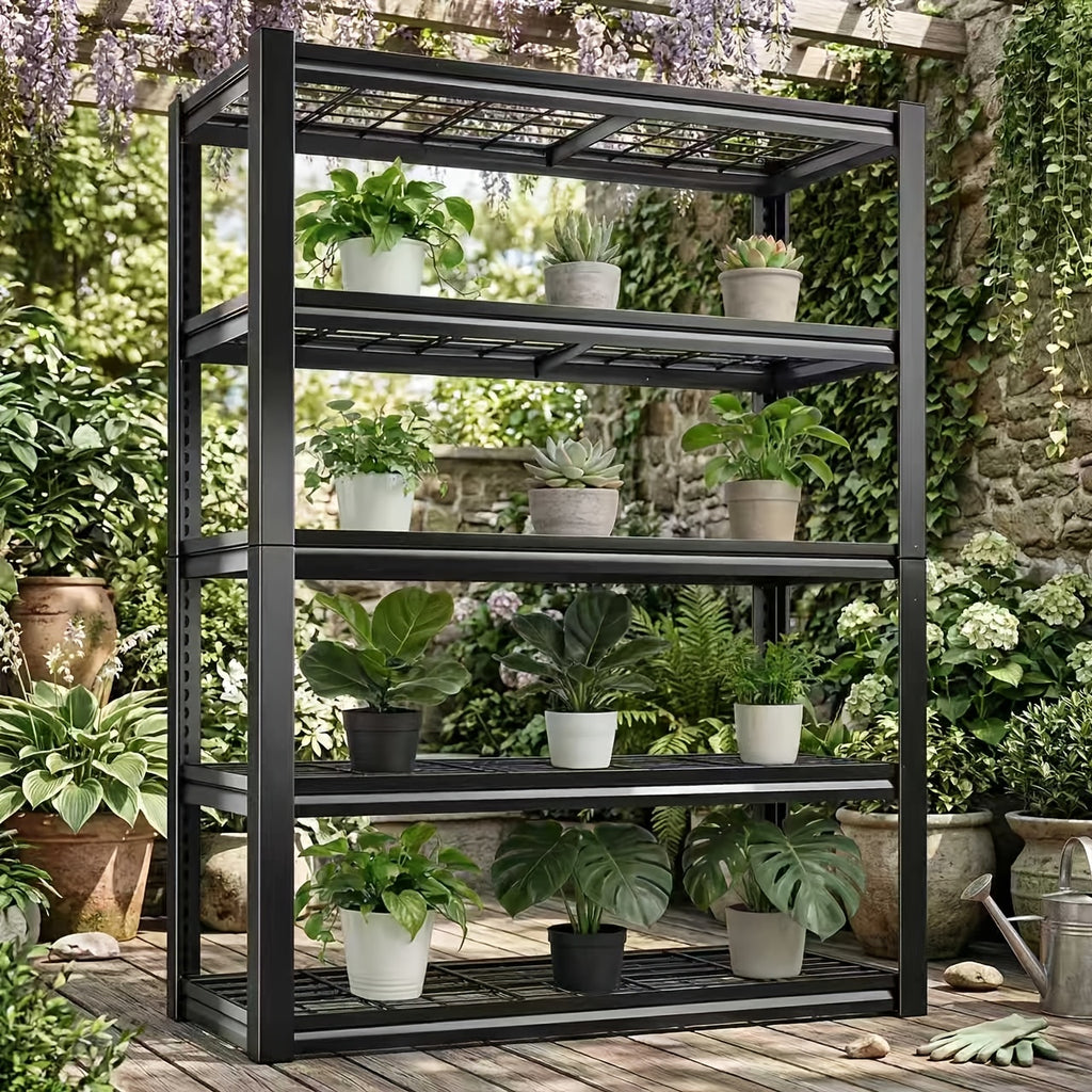 Heavy-Duty Indoor And Outdoor Metal Plant Stand - Waterproof Black Heavy-Duty Weather-Resistant Plant Rack with A Sturdy Frame, Suitable for Potted Plants, Ideal for Courtyards, Balconies, Living Rooms