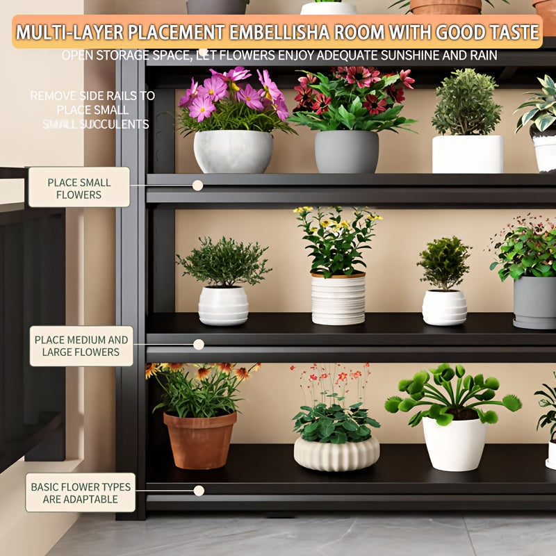 Heavy-Duty Waterproof Metal Plant Stand Indoor\u002FOutdoor with Adjustable Shelves - 3\u002F4\u002F5-Tier Suitable for for, Patio, Garden Decor, Suitable for Living Room, Shelving Unit for Multiple Pots, Flower Stand for Potted Plants