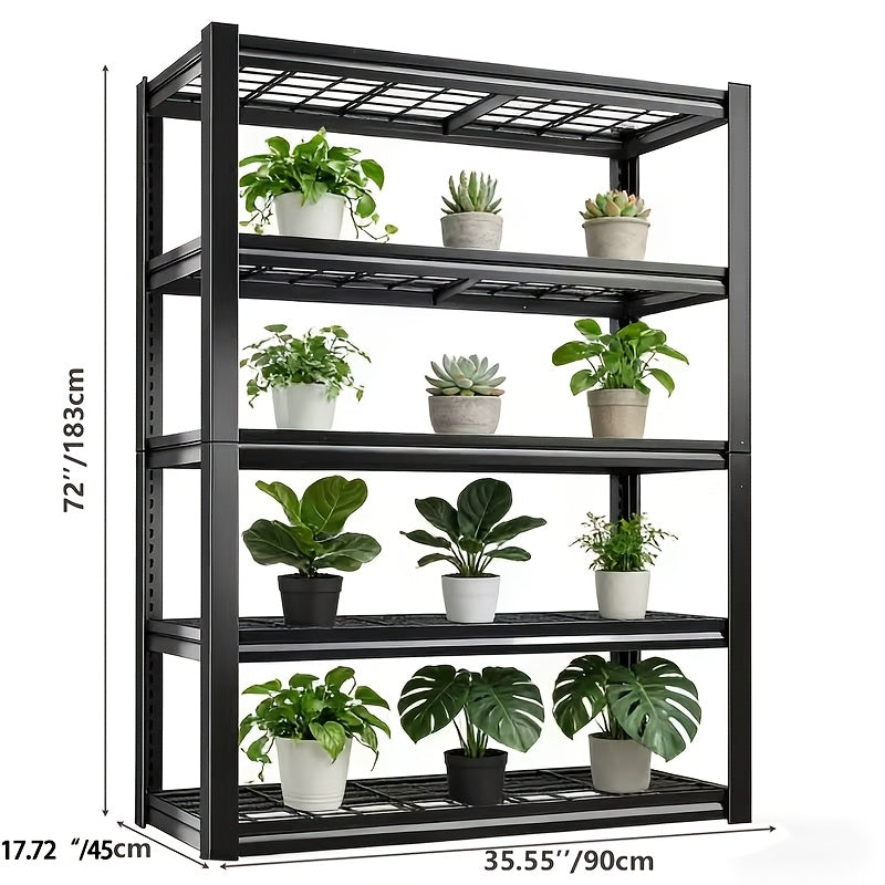 Heavy-Duty Indoor And Outdoor Metal Plant Stand - Waterproof Black Heavy-Duty Weather-Resistant Plant Rack with A Sturdy Frame, Suitable for Potted Plants, Ideal for Courtyards, Balconies, Living Rooms
