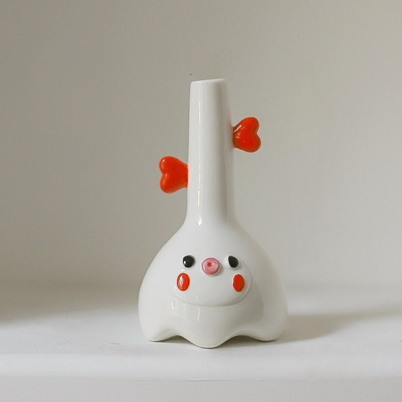 Cartoon Cute Ceramic Hydroponic Plant Vase for Living Room Desktop, Small Flower Pot, Dried Flower Vase, Creative Gift And Decorative Ornament