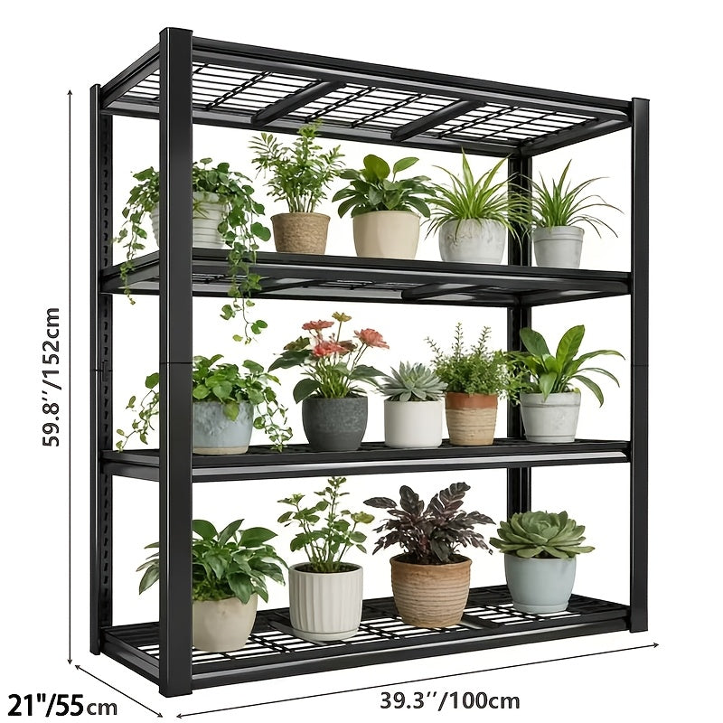 Heavy-Duty Indoor And Outdoor Metal Plant Stand - Waterproof Black Heavy-Duty Weather-Resistant Plant Rack with A Sturdy Frame, Suitable for Potted Plants, Ideal for Courtyards, Balconies, Living Rooms