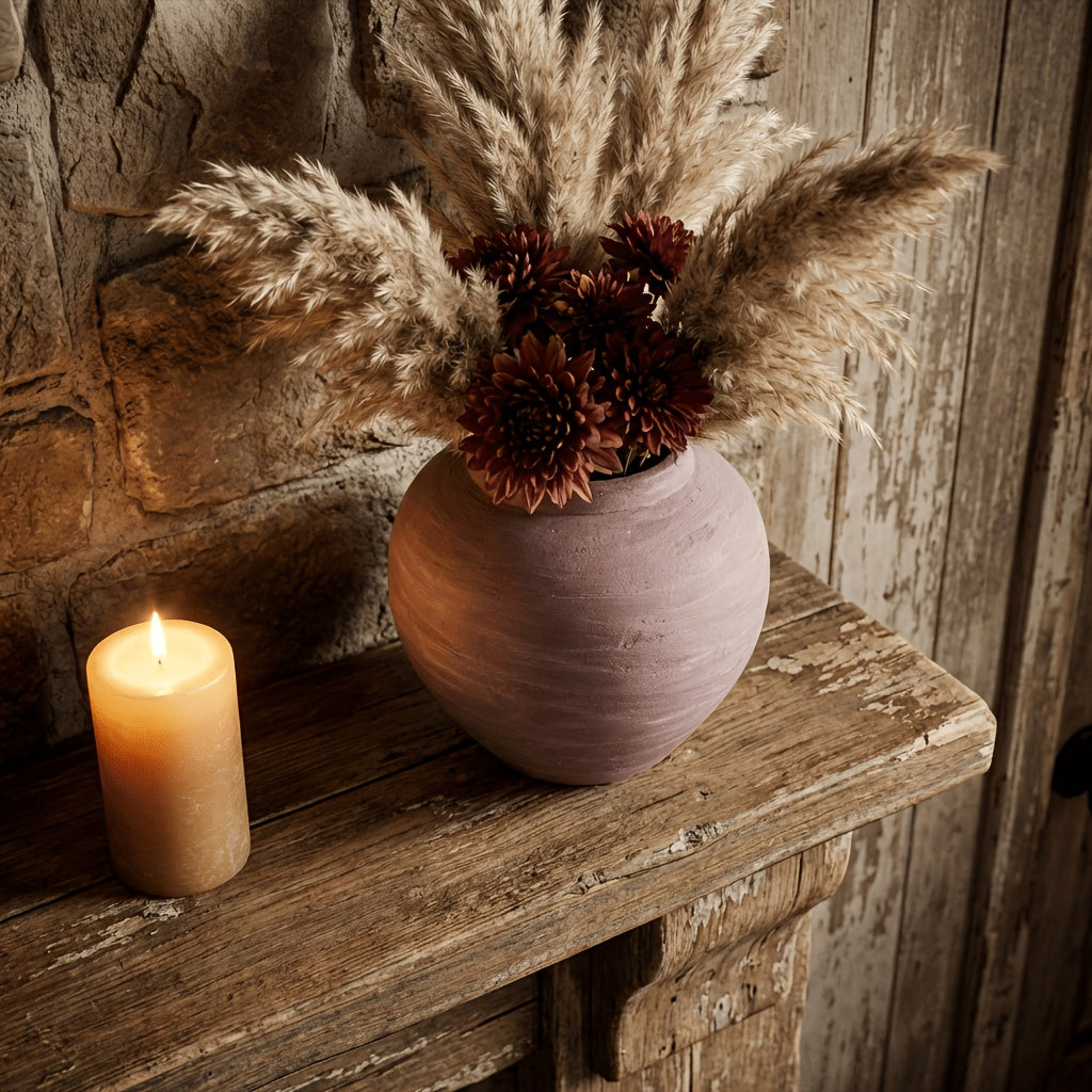 Handmade Unglazed Rough Ceramic Pot, Wabi-Sabi Style Vase, Dried Flower Vessel, Cafe Window Decor Prop
