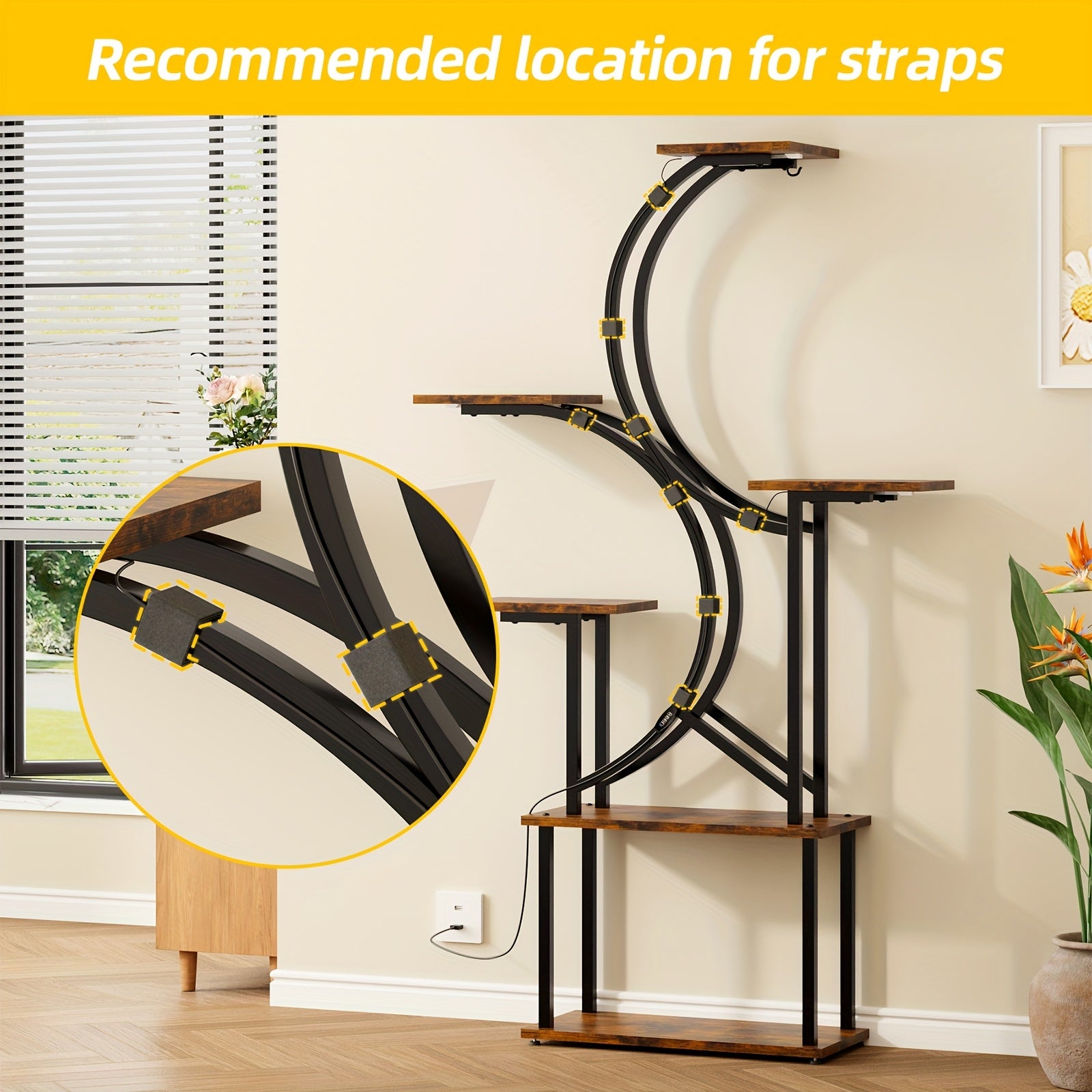 Plant Stand Indoor with Grow Lights - 6\u002F7 Tiered Plant Shelf Indoor, Large Inch Polygonal Plant Stand, Metal Curved Flower Holder Display Rack for Balcony, Home Decor And Christmas