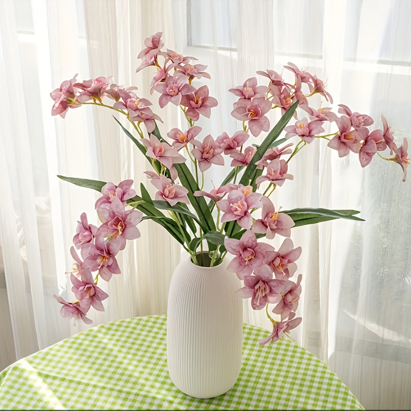 5pcs Realistic Faux Freesia Flowers with Butterfly-Wing Daffodil Suitable for Wedding, Home Decor, Table Centerpiece - Fabric Blooms for Spring Arrangements, Desktop Decoration, Wedding Bouquets, No Maintenance Required