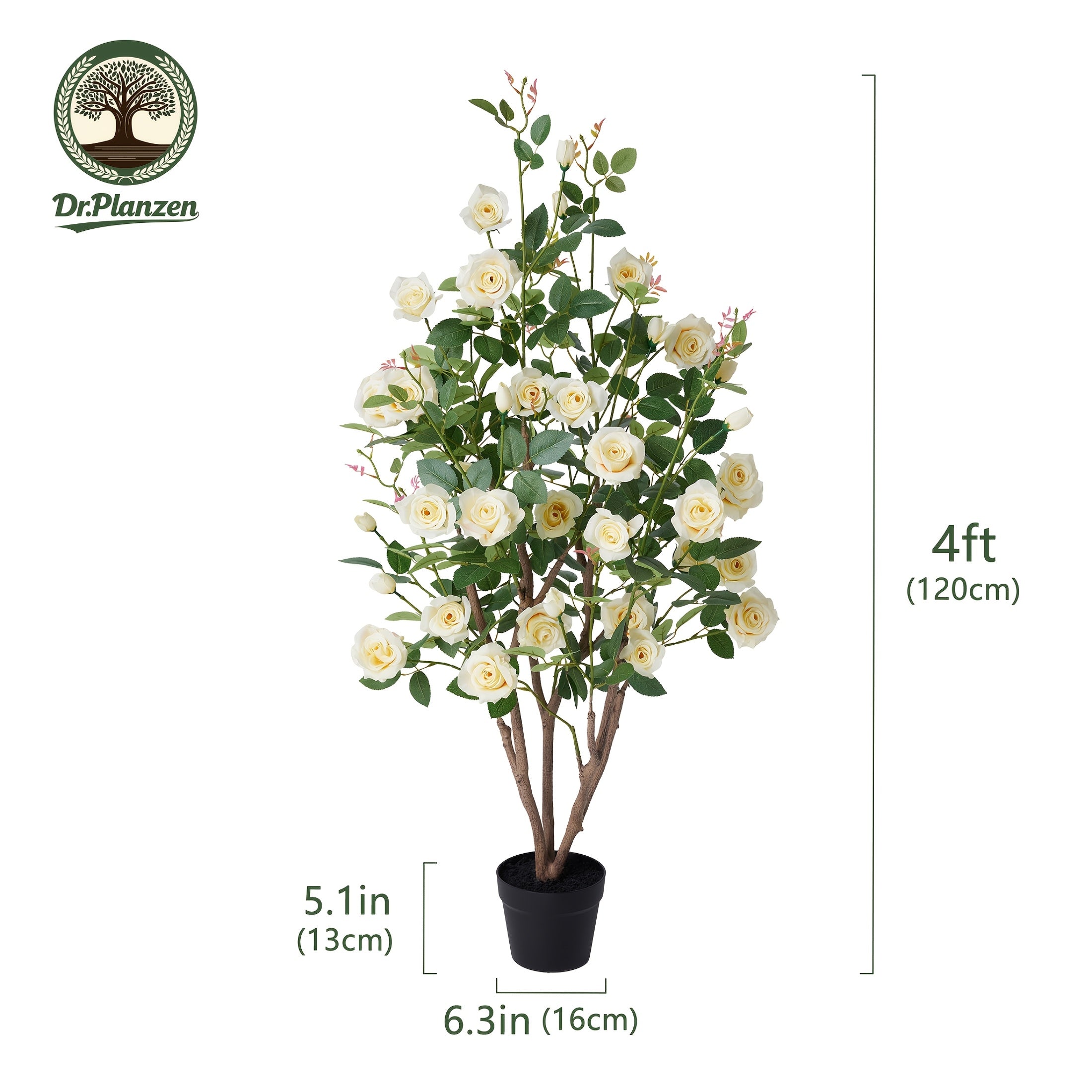 Artificial Rose Trees Pre-Potted With Nursery Pot | Home Decor, Indoor Plants, Decorative Trees, Realistic Silk Foliage, High-Quality Faux Flowers, Fake Roses For Thanksgiving