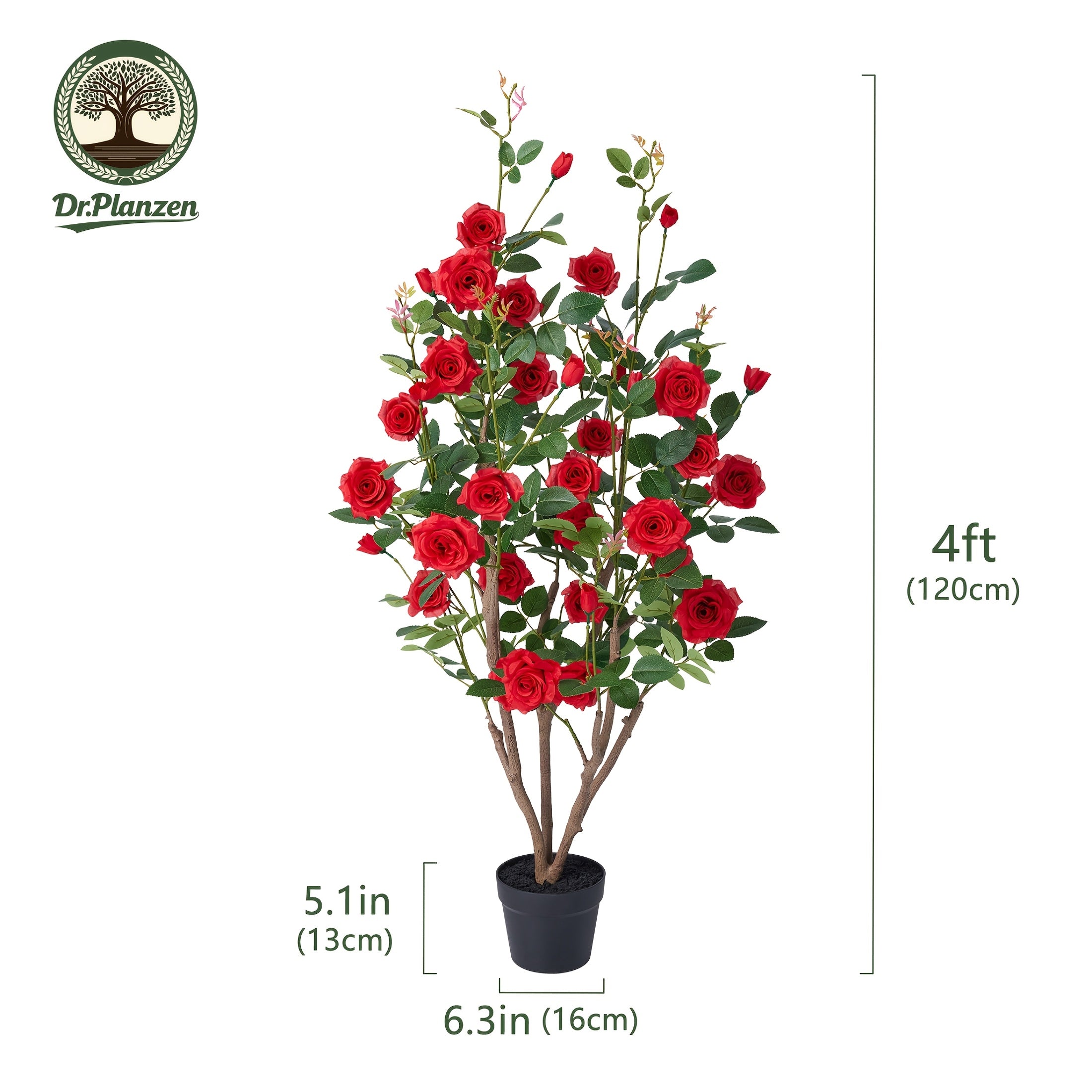 Artificial Rose Trees Pre-Potted With Nursery Pot | Home Decor, Indoor Plants, Decorative Trees, Realistic Silk Foliage, High-Quality Faux Flowers, Fake Roses For Thanksgiving