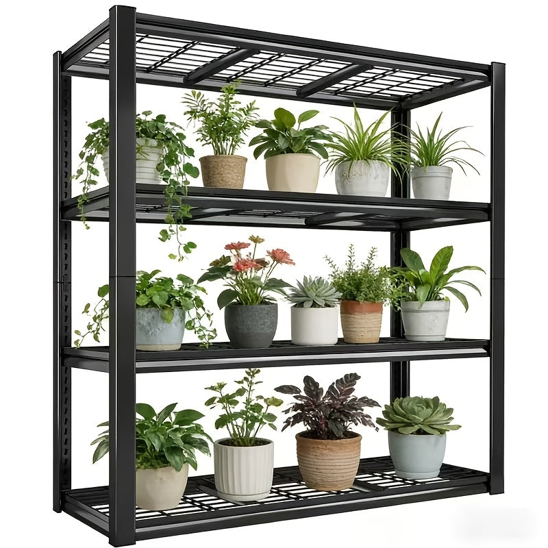 Heavy-Duty Indoor And Outdoor Metal Plant Stand - Waterproof Black Heavy-Duty Weather-Resistant Plant Rack with A Sturdy Frame, Suitable for Potted Plants, Ideal for Courtyards, Balconies, Living Rooms