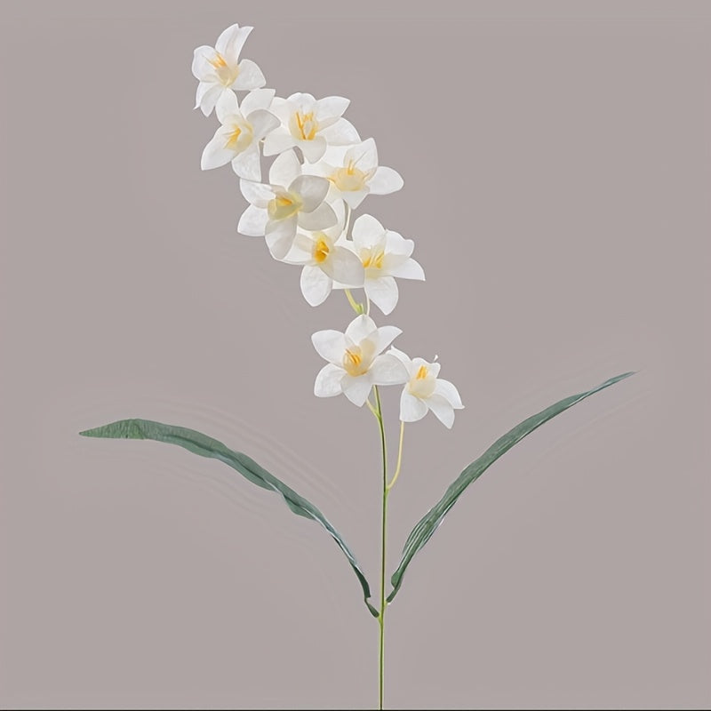 5pcs Realistic Faux Freesia Flowers with Butterfly-Wing Daffodil Suitable for Wedding, Home Decor, Table Centerpiece - Fabric Blooms for Spring Arrangements, Desktop Decoration, Wedding Bouquets, No Maintenance Required