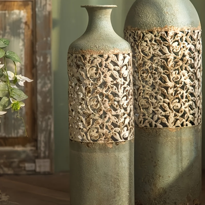 3D Stereoscopic\u002F American Retro Decorative Bottle, Home Decoration Vase, Metal Hollow Flower Vase