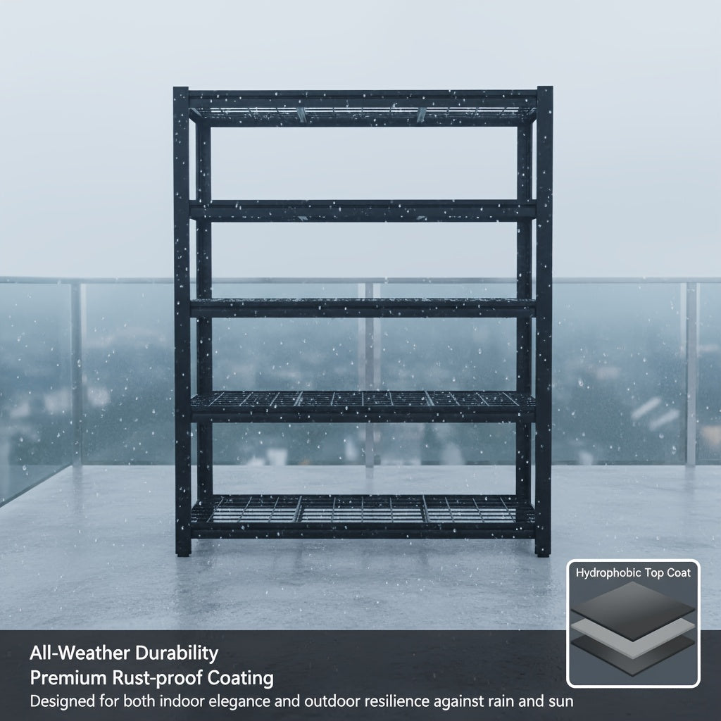 Heavy-Duty Indoor And Outdoor Metal Plant Stand - Waterproof Black Heavy-Duty Weather-Resistant Plant Rack with A Sturdy Frame, Suitable for Potted Plants, Ideal for Courtyards, Balconies, Living Rooms