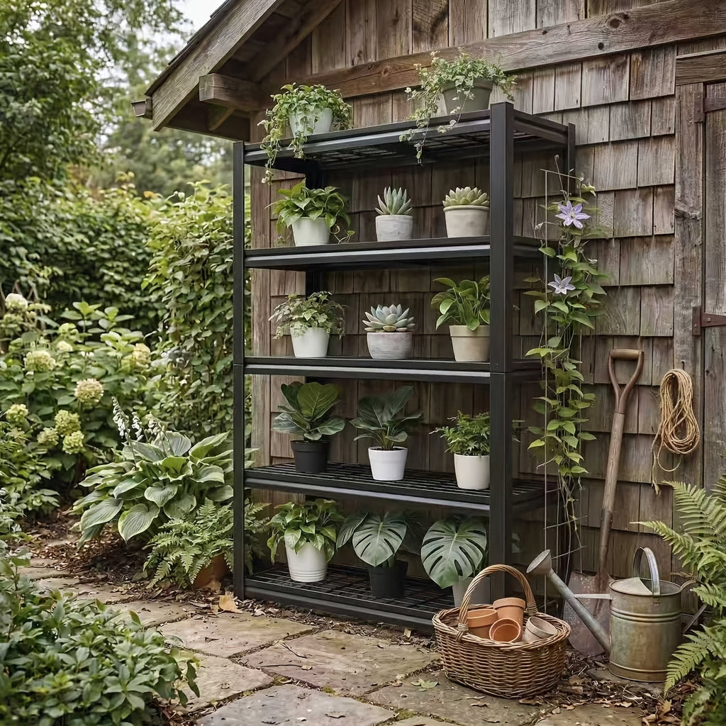 Heavy-Duty Indoor And Outdoor Metal Plant Stand - Waterproof Black Heavy-Duty Weather-Resistant Plant Rack with A Sturdy Frame, Suitable for Potted Plants, Ideal for Courtyards, Balconies, Living Rooms