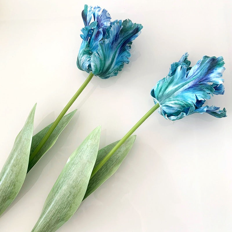 9pcs Real Touch Artificial Fringed Parrot Tulip Flowers Multiple Colors Faux Tulip Stems with Leaves for Wedding Bridal Bouquet Home Office Vase Arrangement Mother'S Day Valentine'S Day Birthday Anniversary Gift