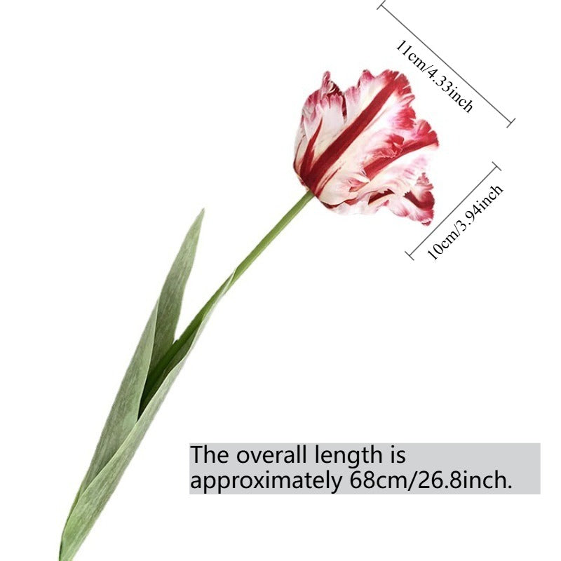 9pcs Real Touch Artificial Fringed Parrot Tulip Flowers Multiple Colors Faux Tulip Stems with Leaves for Wedding Bridal Bouquet Home Office Vase Arrangement Mother'S Day Valentine'S Day Birthday Anniversary Gift