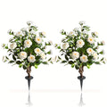 2 Packs of 35.7-Inch Simulated Camellias, Orange And White Realistic Outdoor Artificial Flowers with Inserts, Suitable for Home Decoration, Office Porch Decoration, Yard Decoration, Wedding Decoration And Christmas Decoration