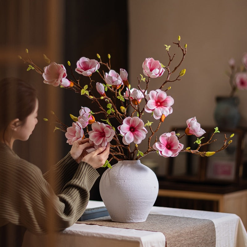 High Sense Simulation Flower Magnolia Ornament Living Room Fake Flower Bouquet Decoration Dining Table Floral Art