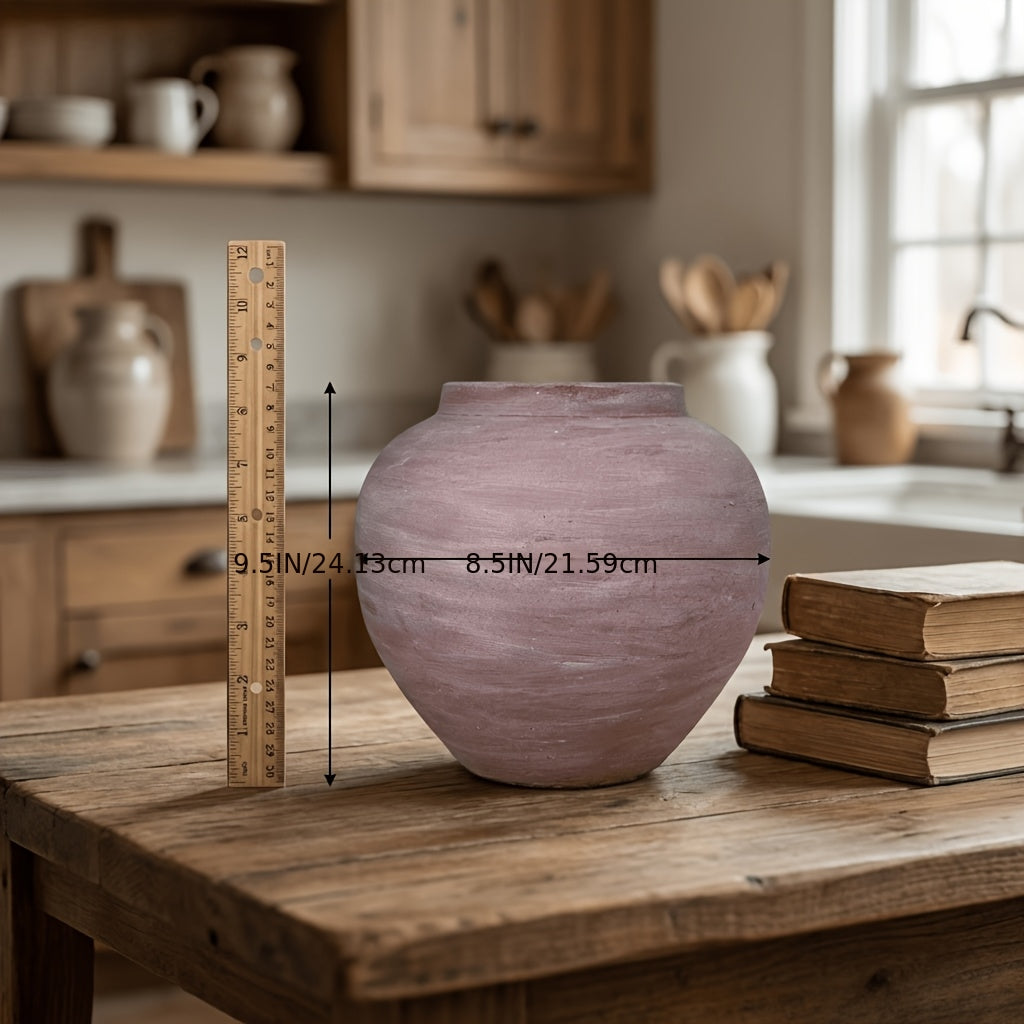 Handmade Unglazed Rough Ceramic Pot, Wabi-Sabi Style Vase, Dried Flower Vessel, Cafe Window Decor Prop