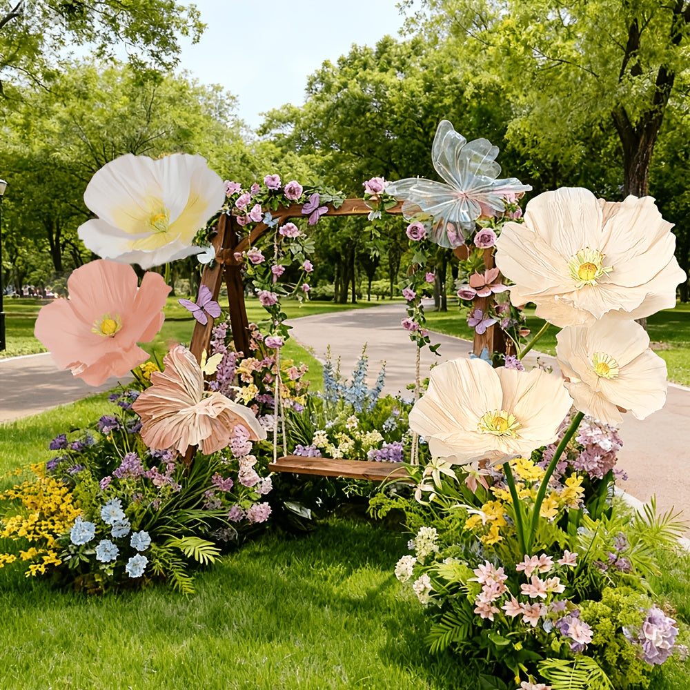 9pcs Set\u002F11pcs Set Colorful Giant Papaver Rhoeas Artificial Flowers for Store Window Displays, Wedding and Holiday Decorations, Influencer Photo Booth Decor Flowers