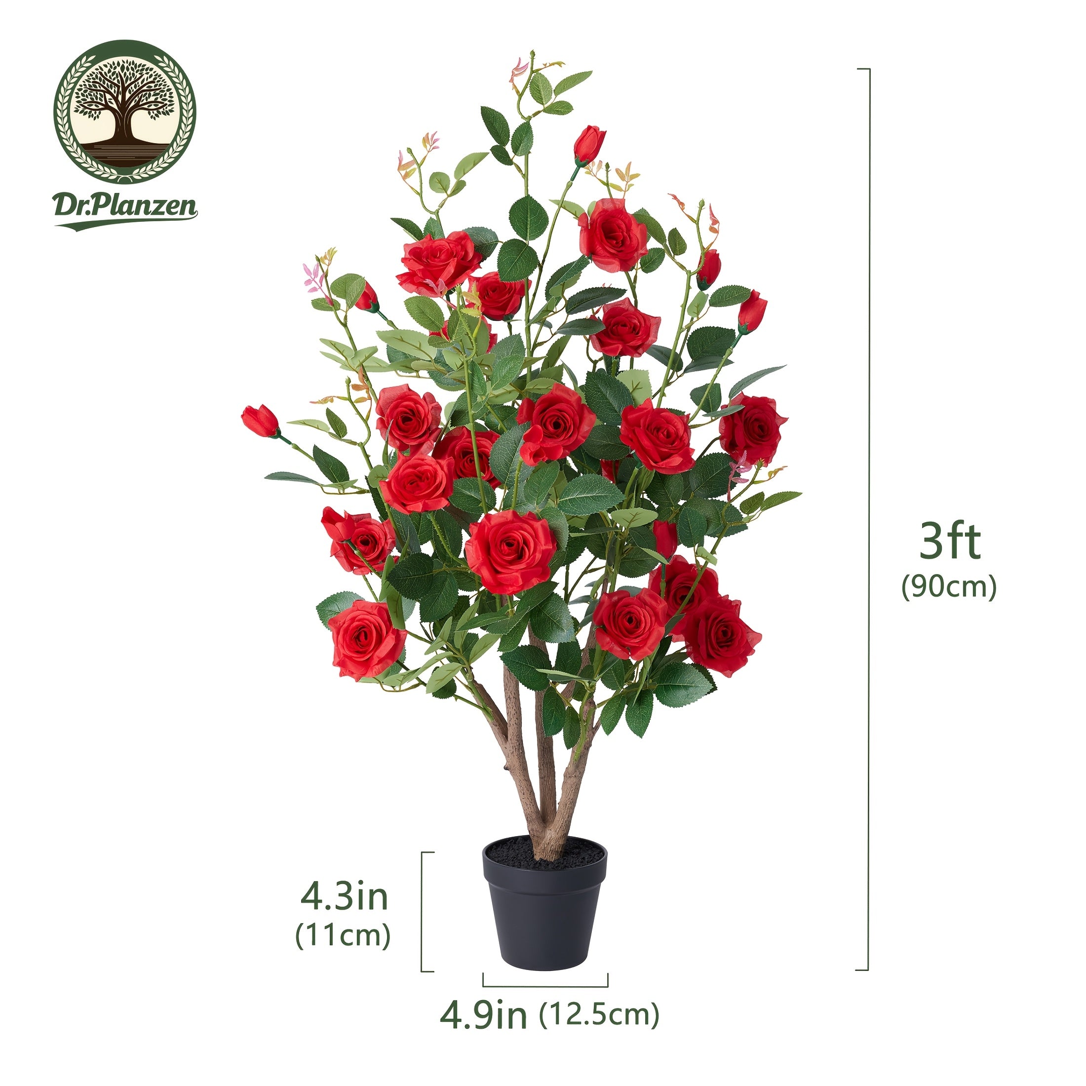 Artificial Rose Trees Pre-Potted With Nursery Pot | Home Decor, Indoor Plants, Decorative Trees, Realistic Silk Foliage, High-Quality Faux Flowers, Fake Roses For Thanksgiving