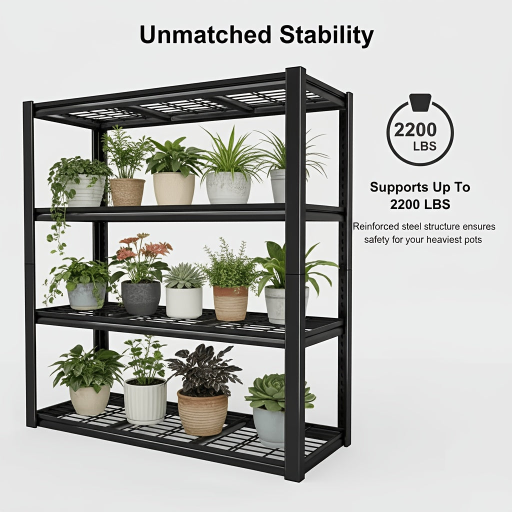 Heavy-Duty Indoor And Outdoor Metal Plant Stand - Waterproof Black Heavy-Duty Weather-Resistant Plant Rack with A Sturdy Frame, Suitable for Potted Plants, Ideal for Courtyards, Balconies, Living Rooms