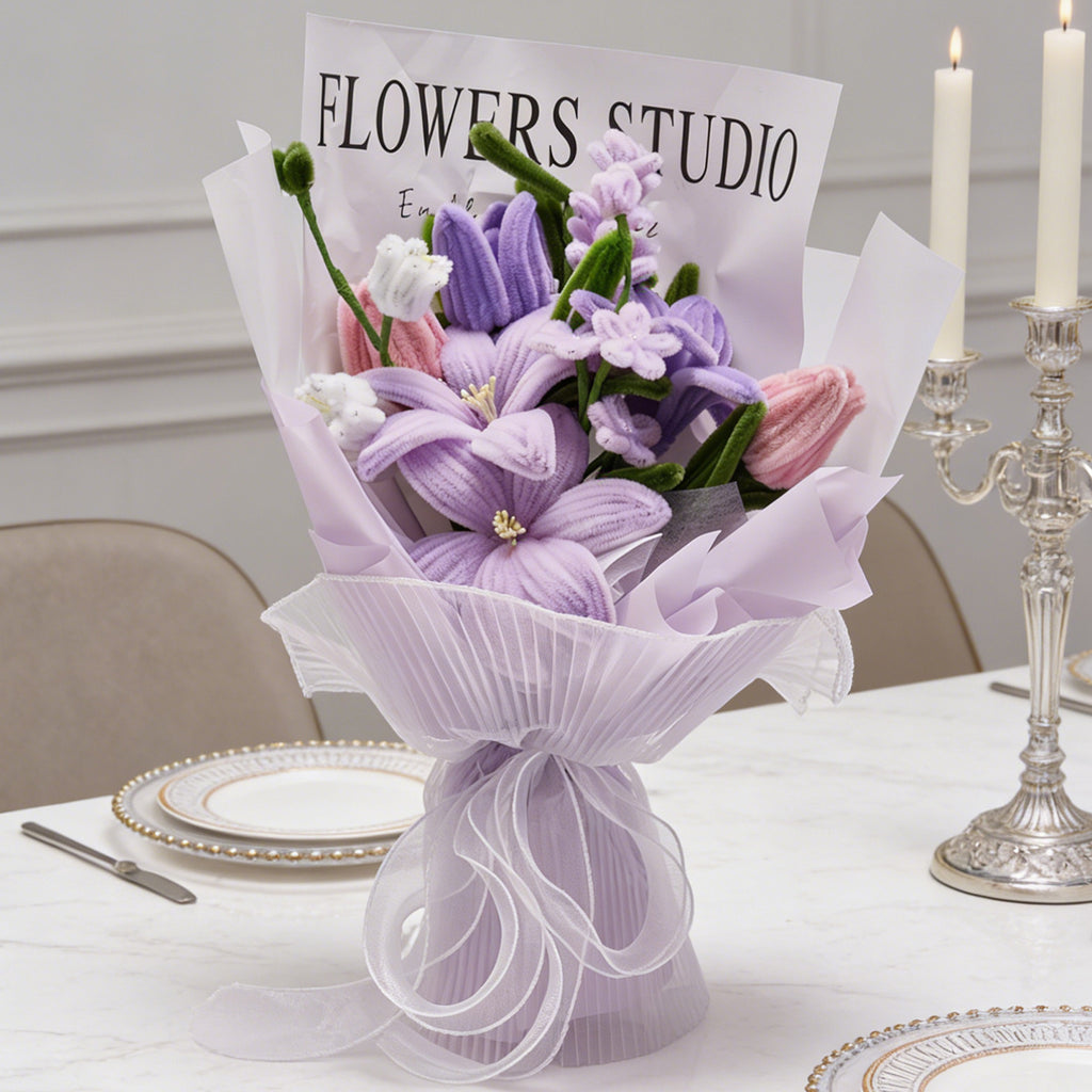 Handmade Twisted Rods Artificial Flower Bouquet - Preserved Forever Roses Suitable for Weddings, Valentine's Day, Easter & Spring Decorations, Plastic Wedding Centerpieces, Bouquets for, No Maintenance Required, Year-Round Decoration