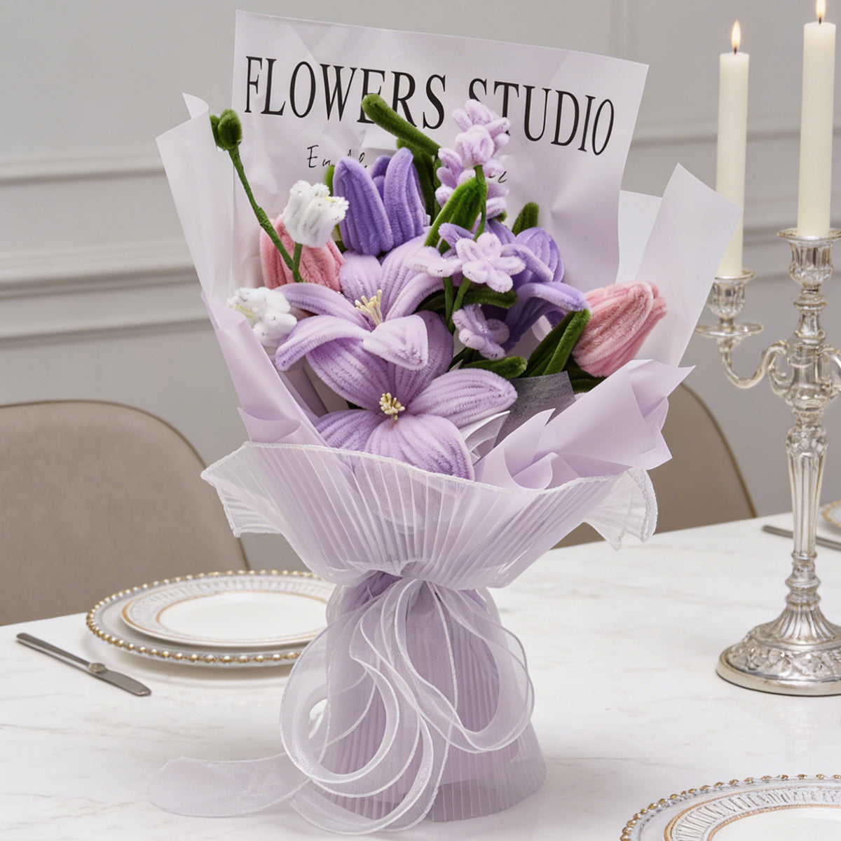 Handmade Twisted Rods Artificial Flower Bouquet - Preserved Forever Roses Suitable for Weddings, Valentine's Day, Easter & Spring Decorations, Plastic Wedding Centerpieces, Bouquets for, No Maintenance Required, Year-Round Decoration